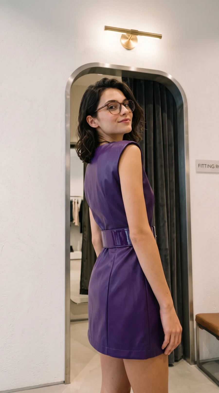 Purple Leather Statement Dress - Image 2