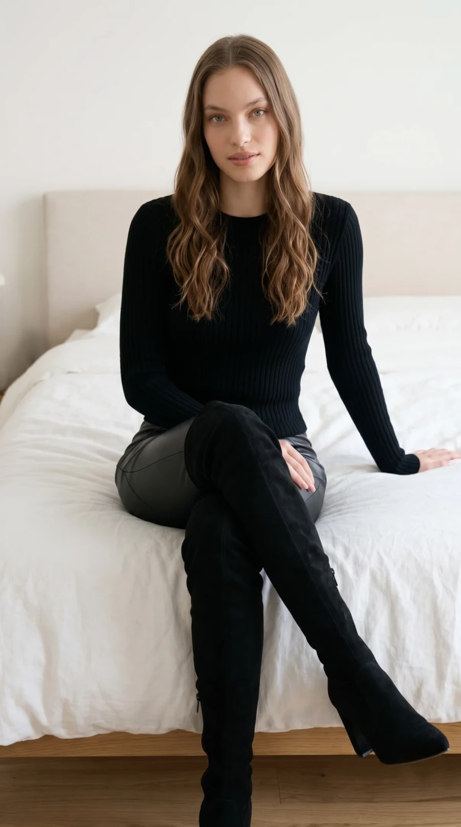 Black Leather Pants & Overknee Boots - Image 7