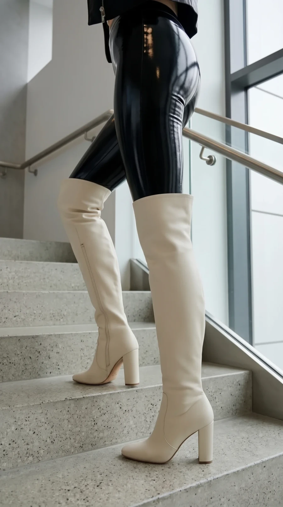 Black Glossy Leggings & Three Statement Boots - Image 14