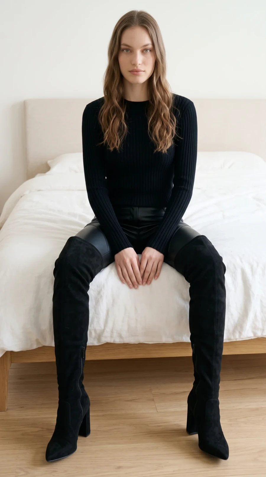 Black Leather Pants & Overknee Boots - Image 6