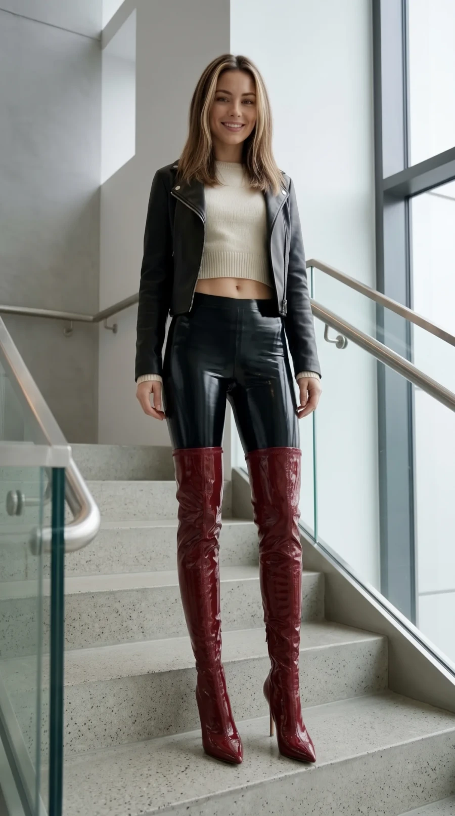 Black Glossy Leggings & Three Statement Boots - Image 8